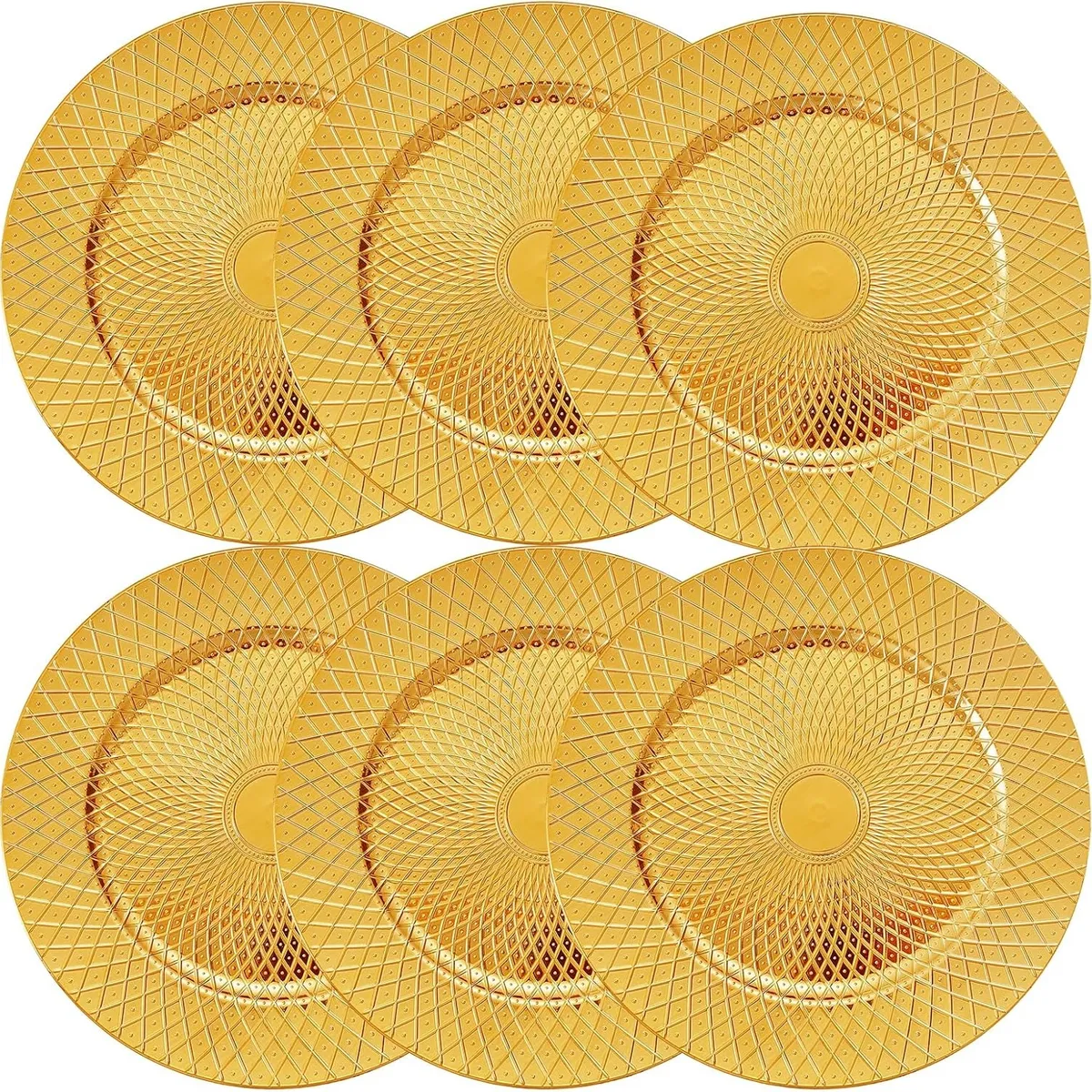 GENERICO - Set x6 de platos dorado redondo con textura elegante 33 Cm