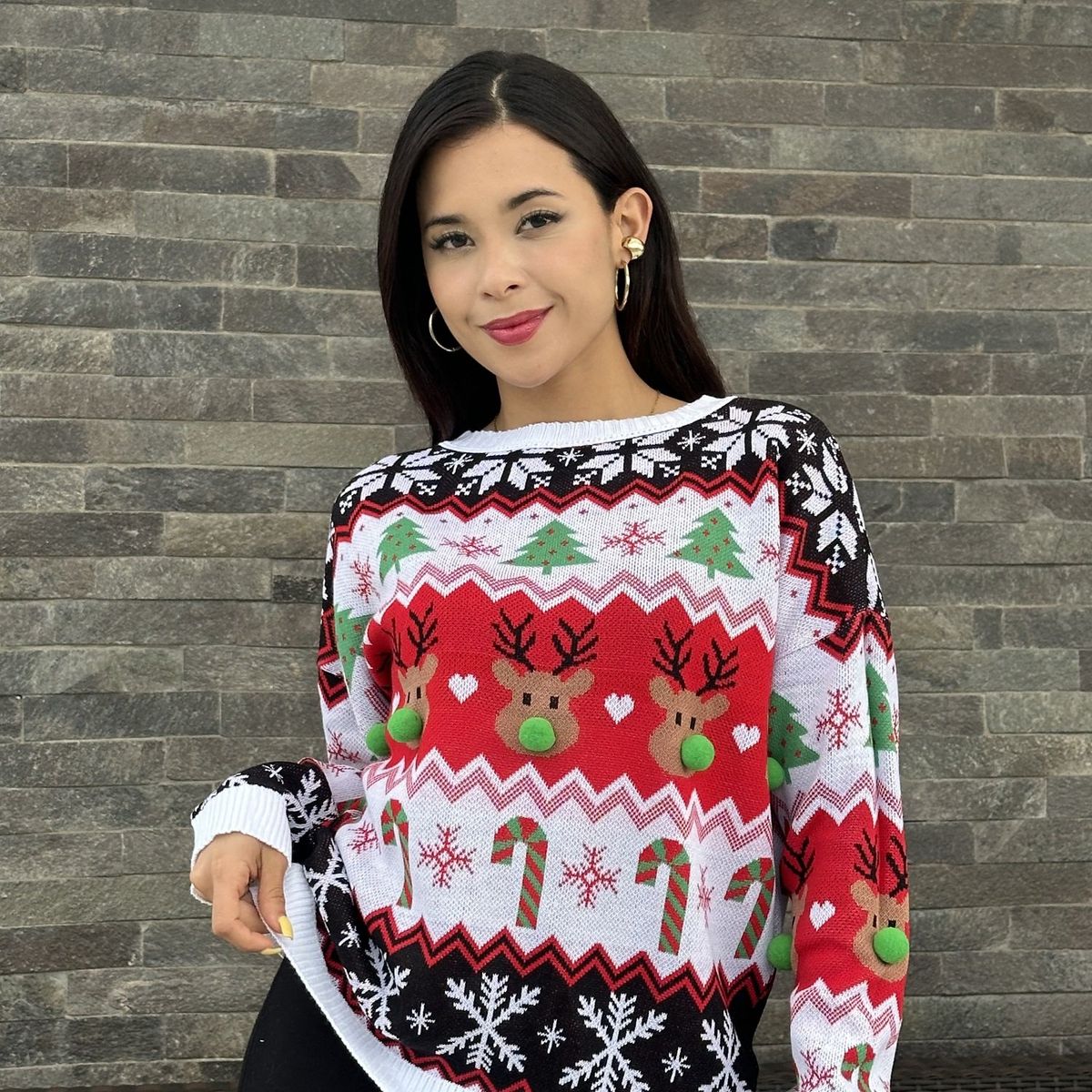 GENERICO - Chompa Mujer Reno de Navidad - Nathalie Love It - Blanco