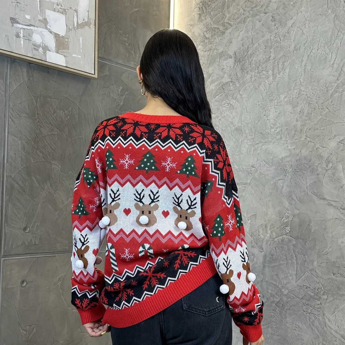 GENERICO - Chompa Mujer Reno de Navidad - Nathalie Love It - Rojo