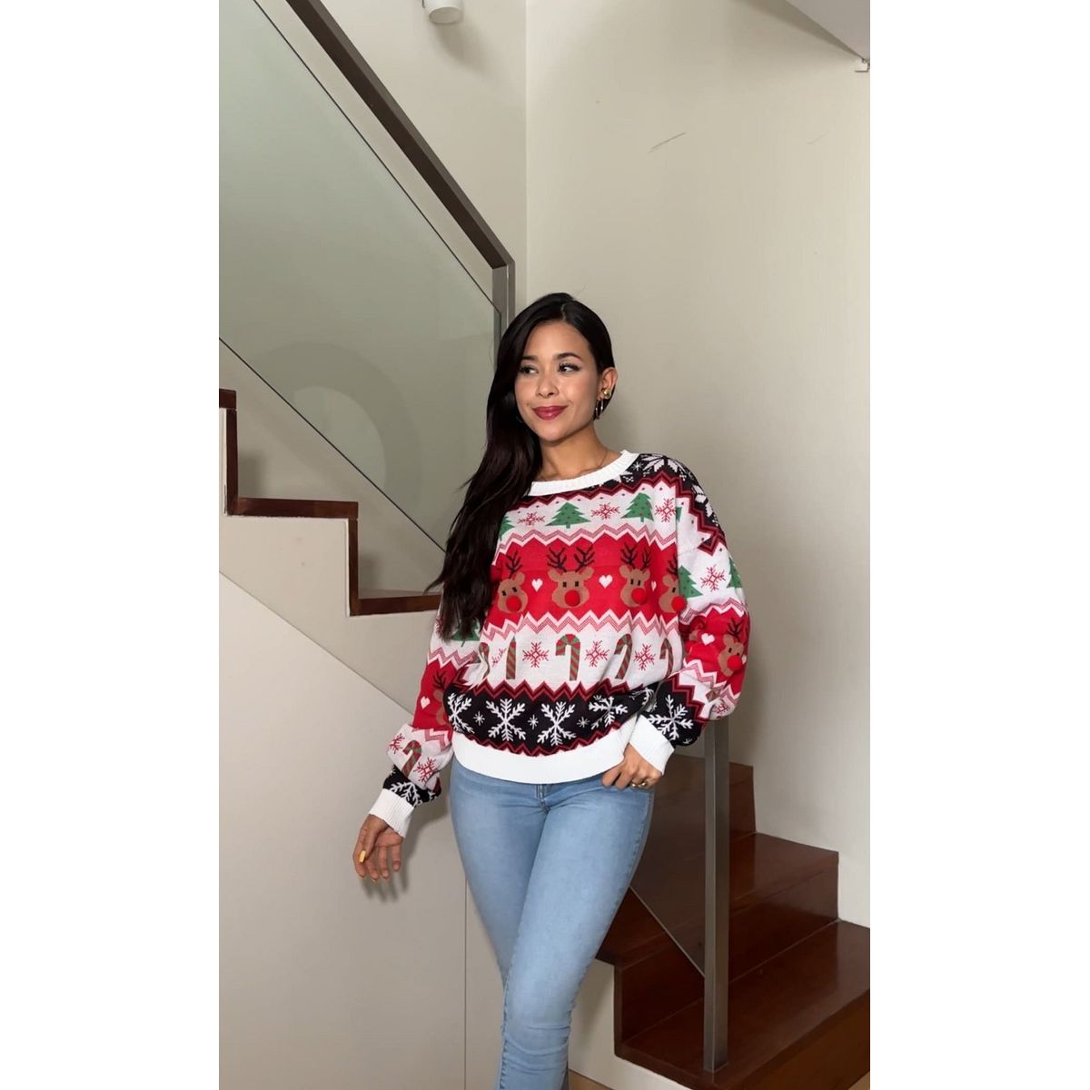 GENERICO - Chompa Mujer Reno de Navidad - Nathalie Love It - Blanco