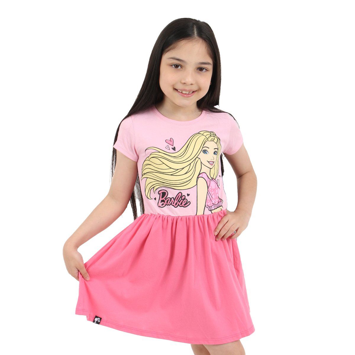 BARBIE - VESTIDO BASICO MC NIÑA BARBIE ROSADO