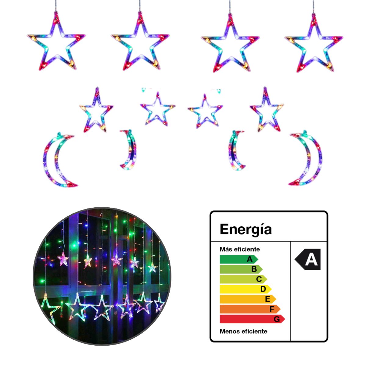 SEISA - Luces Navidad LED Navideñas Figuras Estrella Luna