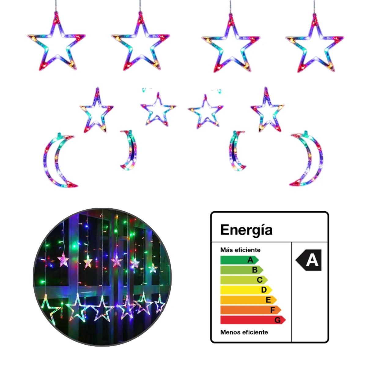 SEISA - Luces Navidad LED Navideñas Figuras Estrella Luna