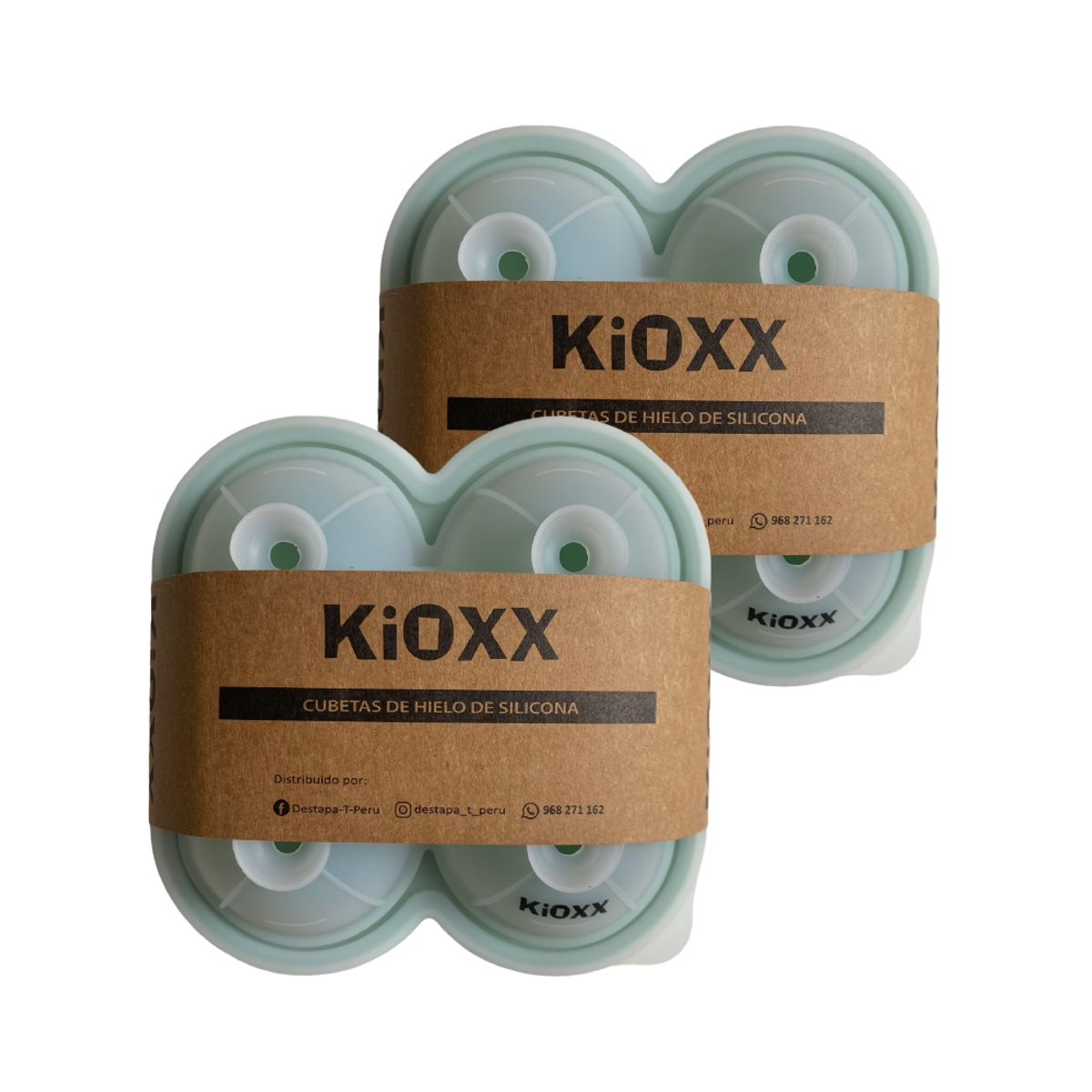 KIOXX - Set de 2 Cubetas de Silicona Circulares 4 Cavidades KiOXX  Verde Claro