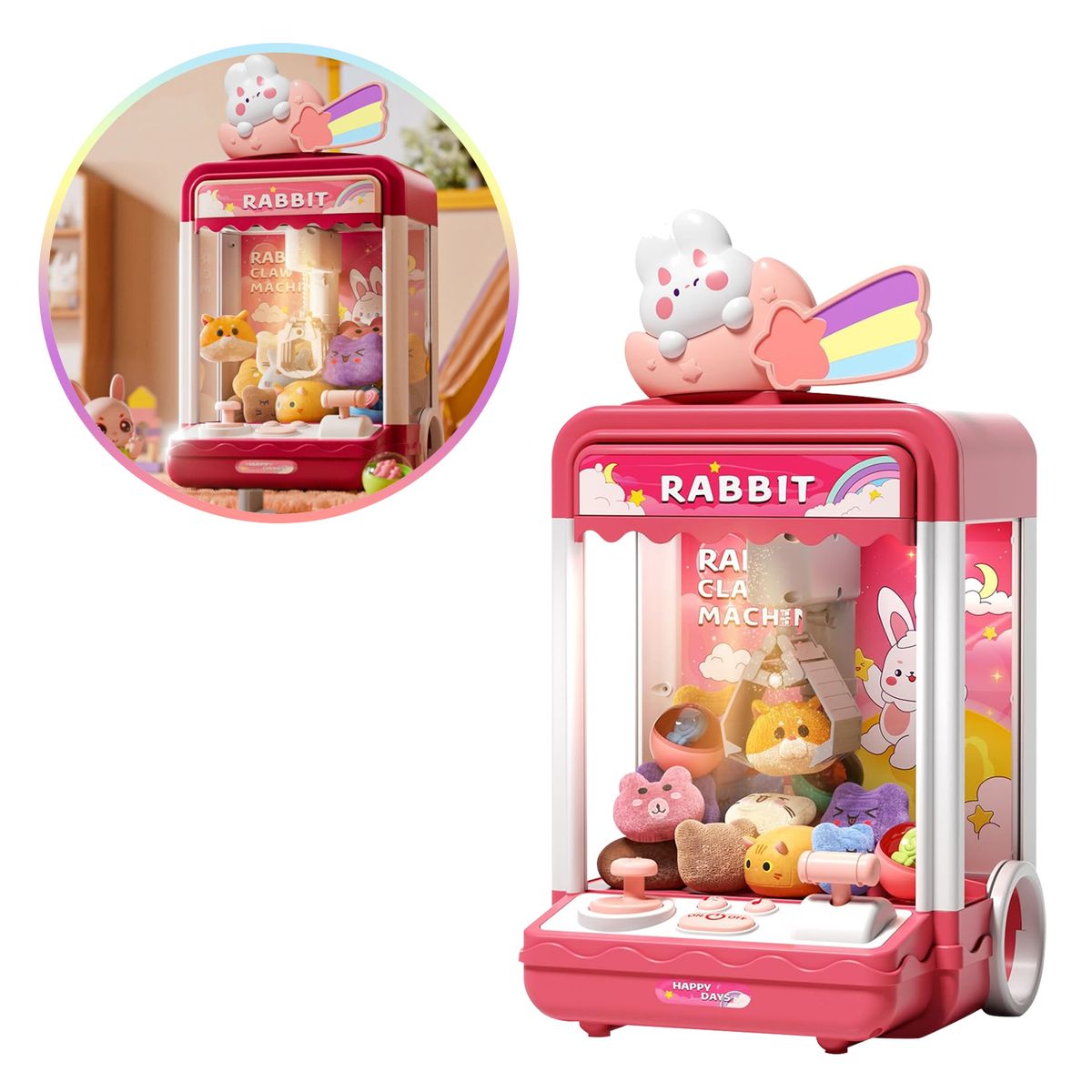 BUYPAL - Maquina Dispensador Regalos con Garra y Peluches Rosado