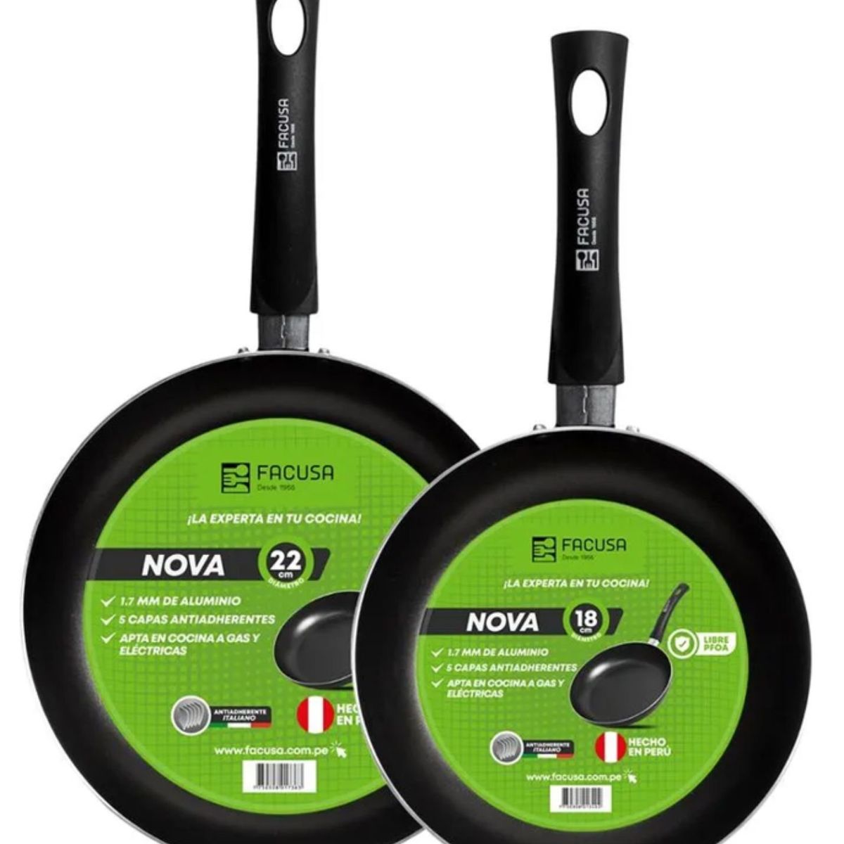 FACUSA - Jgo de Sartén Nova 18 y 22 FACUSA antihaderente