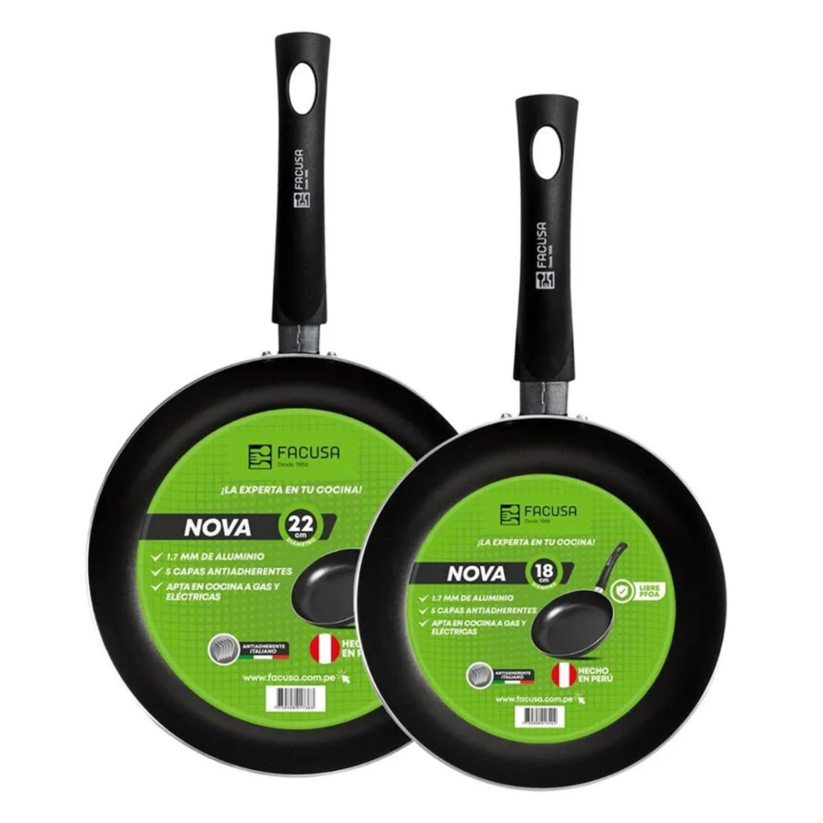 FACUSA - Jgo de Sartén Nova 18 y 22 FACUSA antihaderente