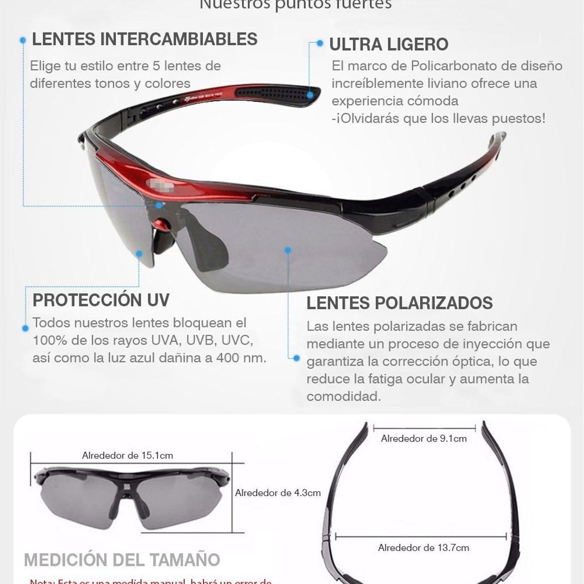 ROCKBROS - Lentes de sol polarizados con protección uv400 - rockbros