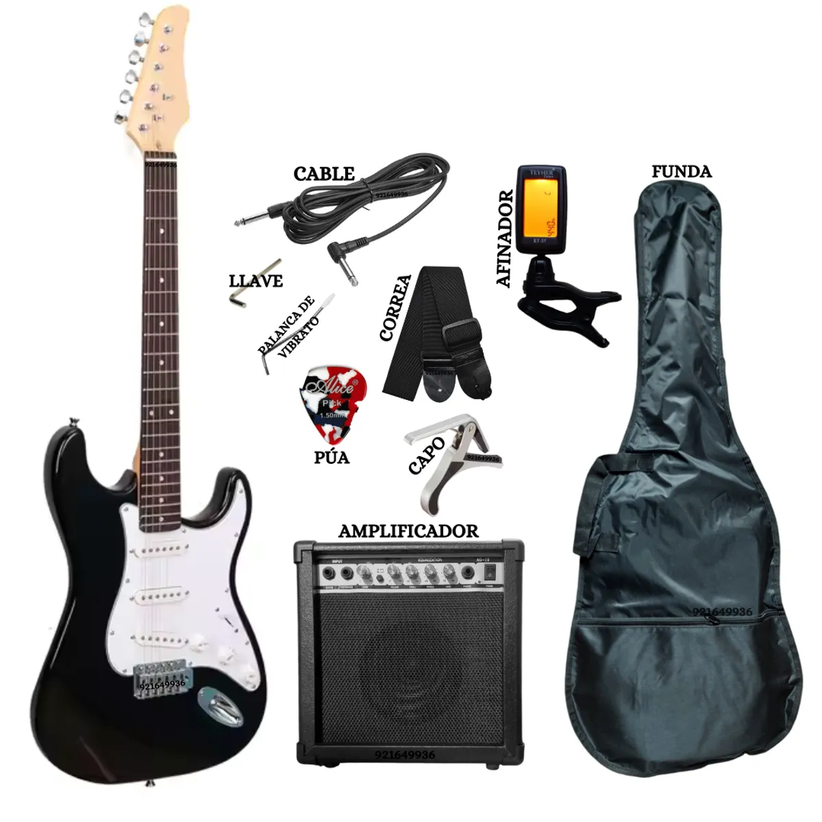 SOUND STAR - PACK de Guitarra Eléctrica &Amplificador&Afinador&Funda&Capo