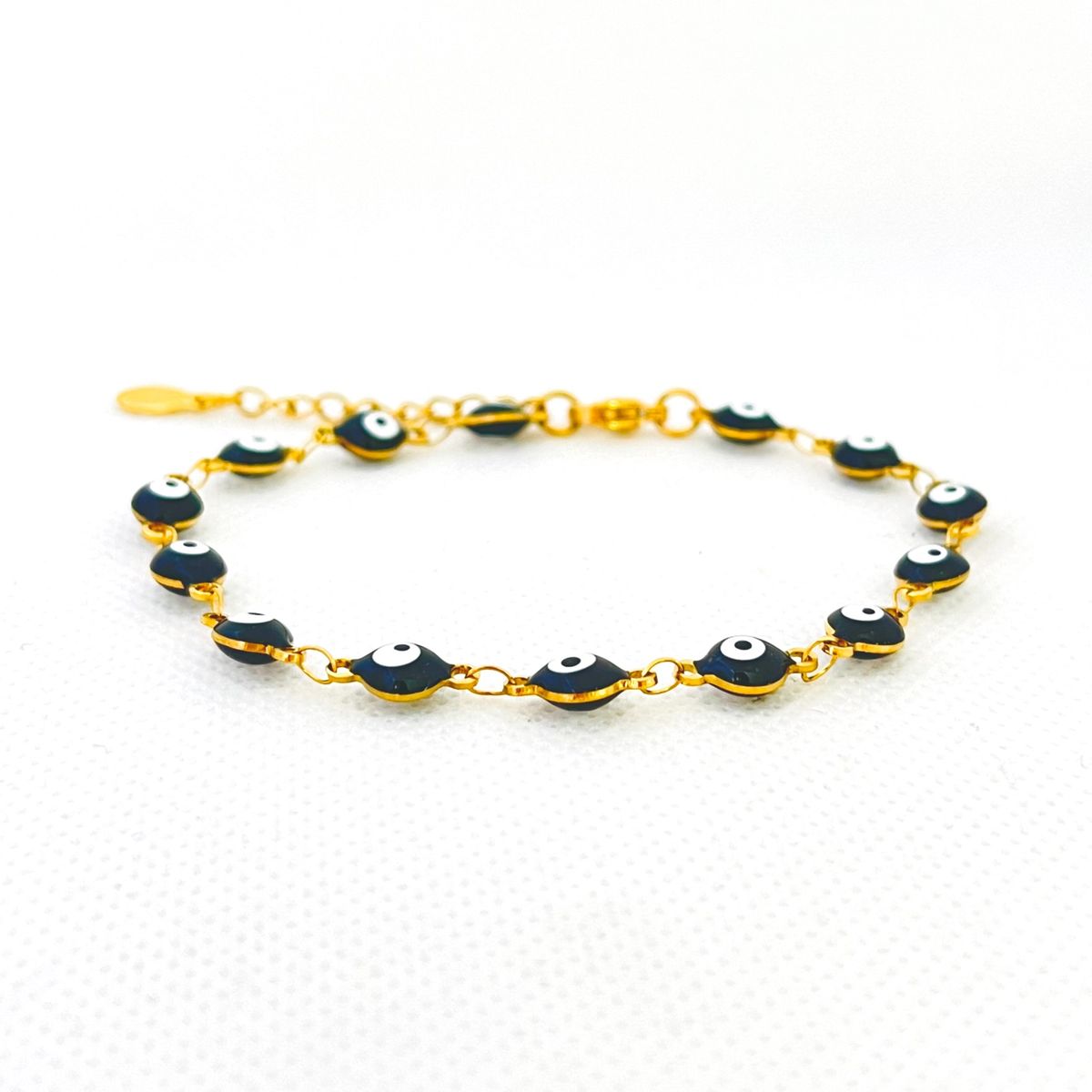 GENERICO - Pulsera de Acero con Ojos Turcos Negros