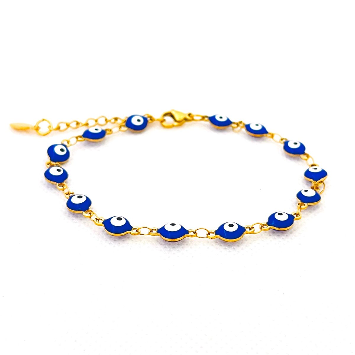 GENERICO - Pulsera de Acero con Ojos Turcos Azul