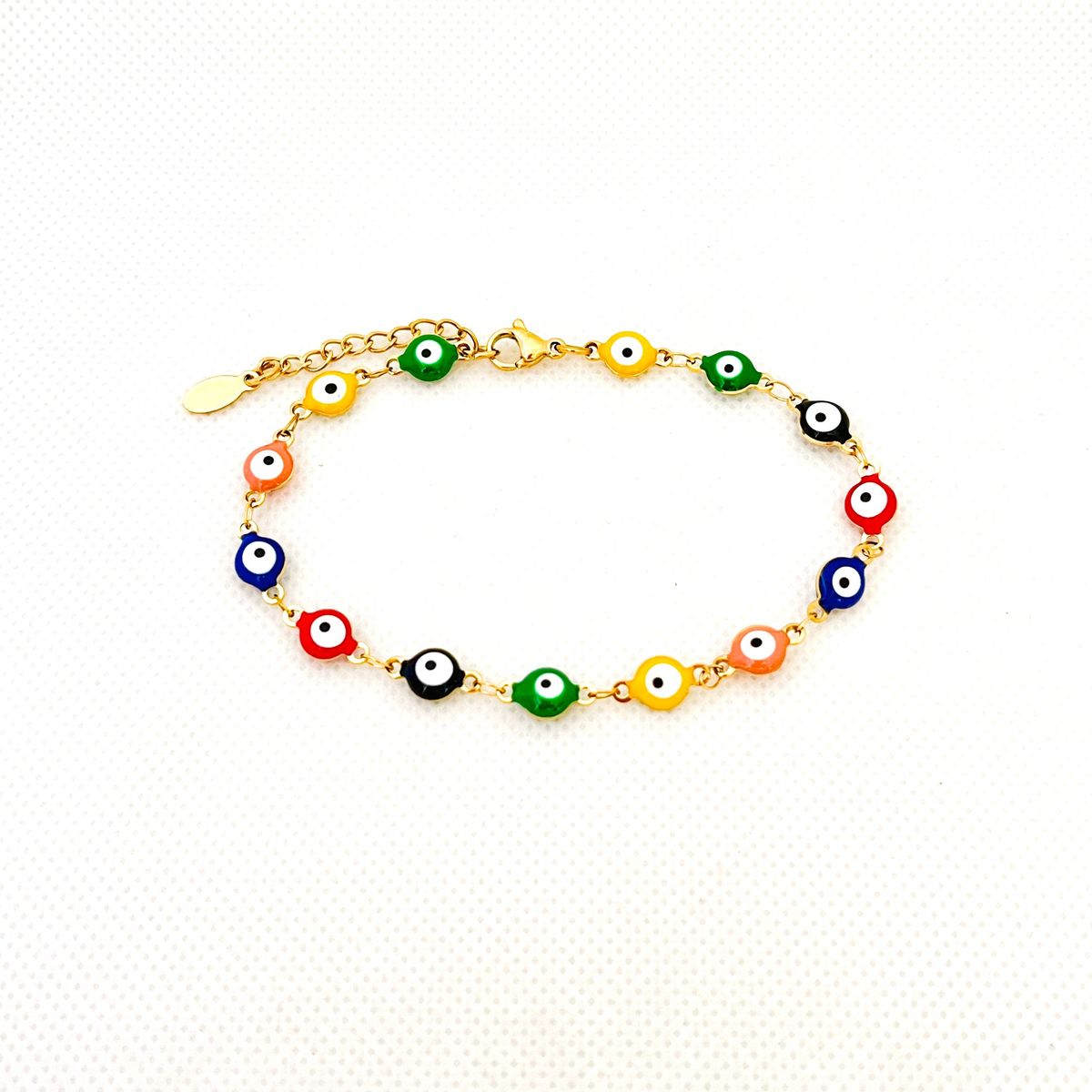 GENERICO - Pulsera de Acero con Ojos Turcos Multicolor