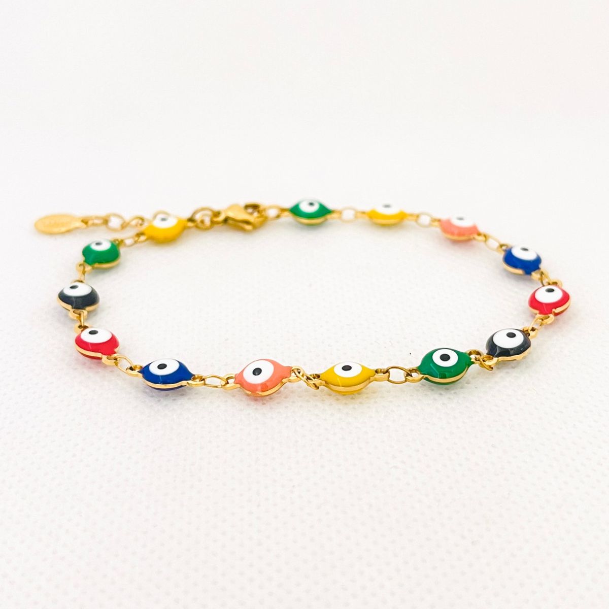 GENERICO - Pulsera de Acero con Ojos Turcos Multicolor