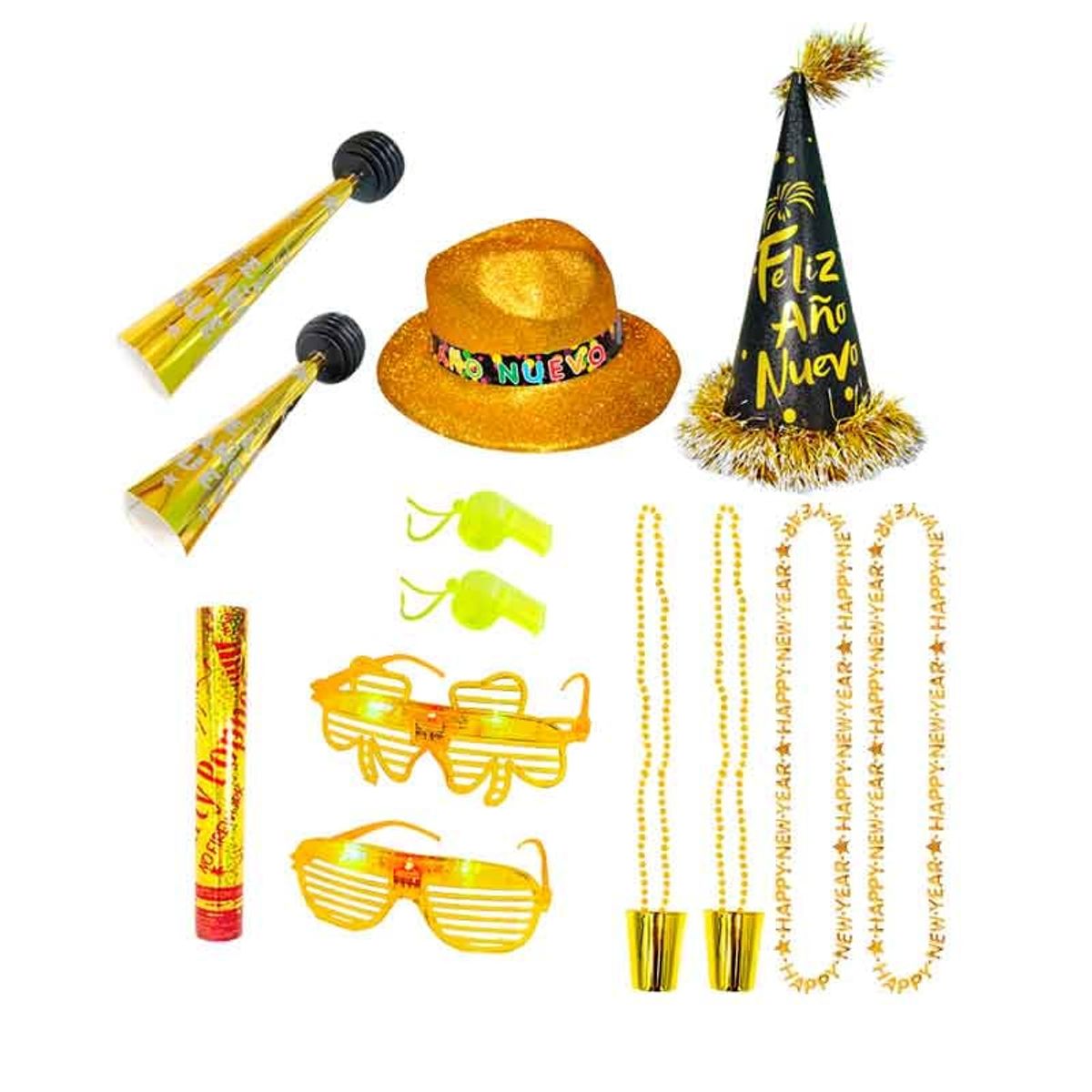 GENERICO - Cotillón para 4 Adultos Año Nuevo, 13 piezas (Mod-C)