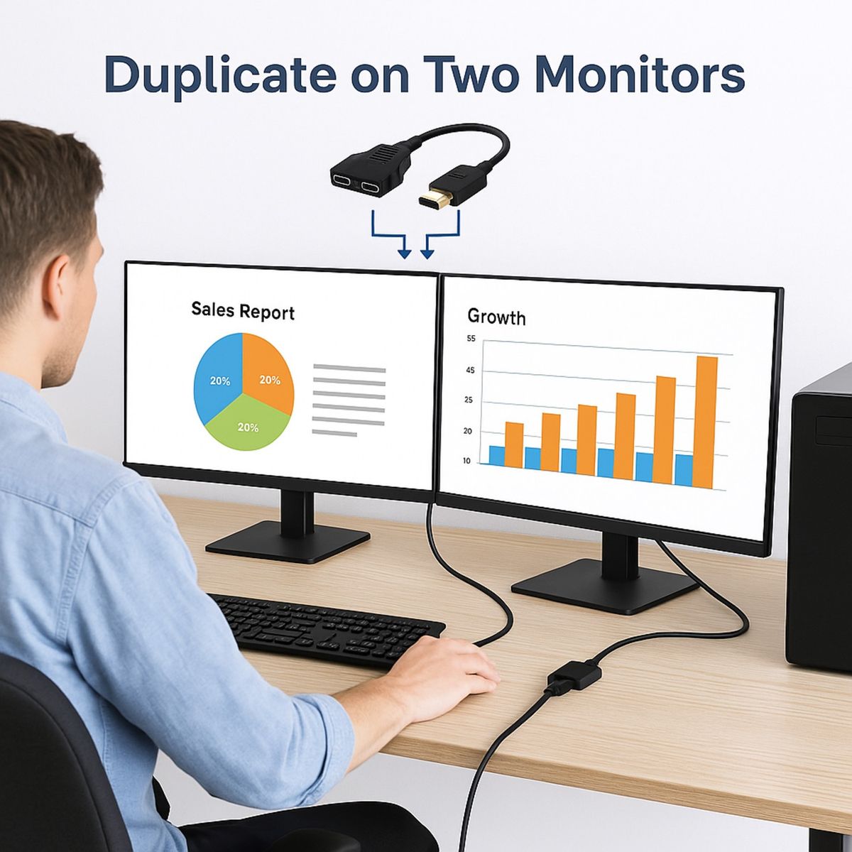 GENERICO - Adaptador Splitter HDMI 1×2 para TV Monitor y Proyector