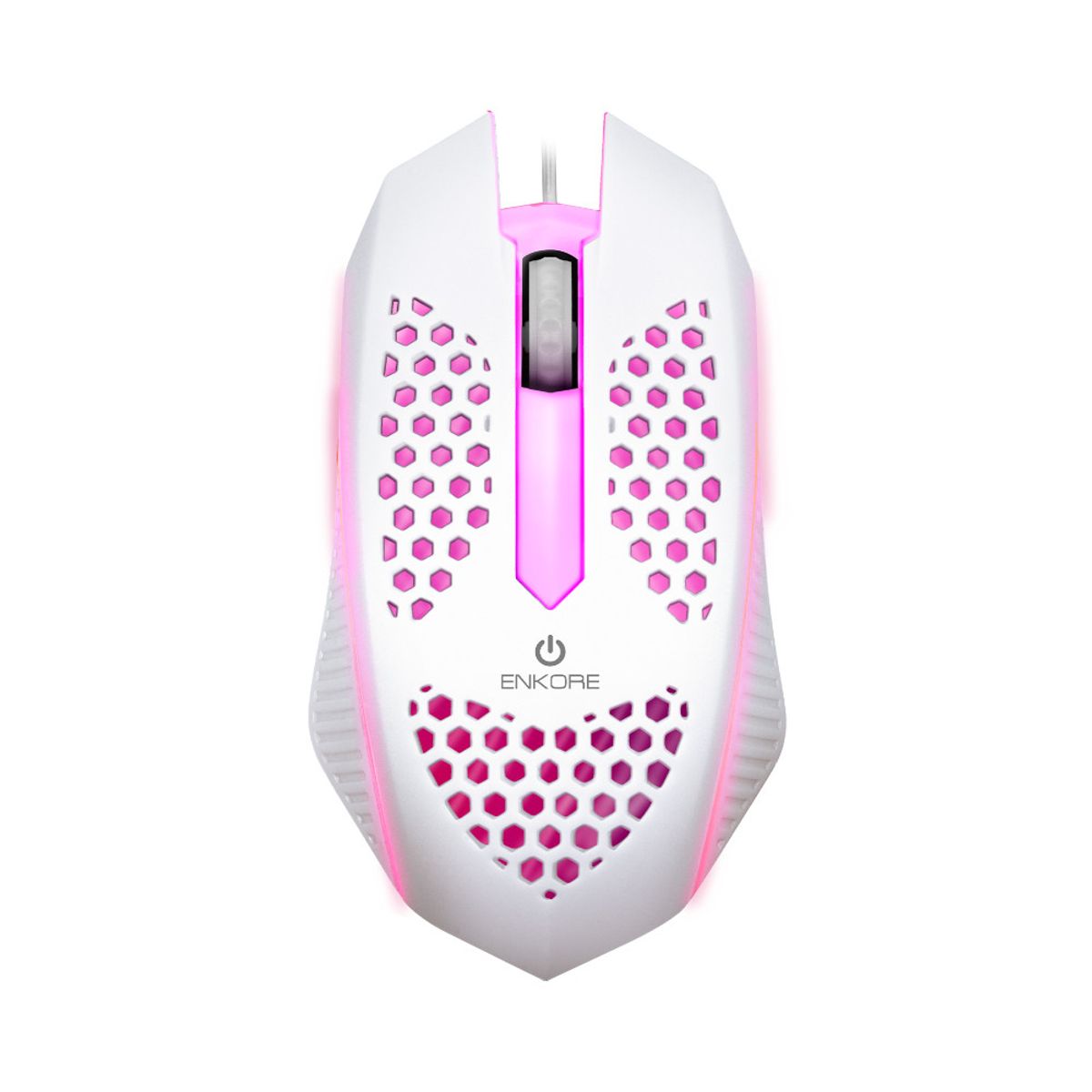 ENKORE - Mouse Gamer Alámbrico Enkore Levitron 107 Blanco Ilumincación LED