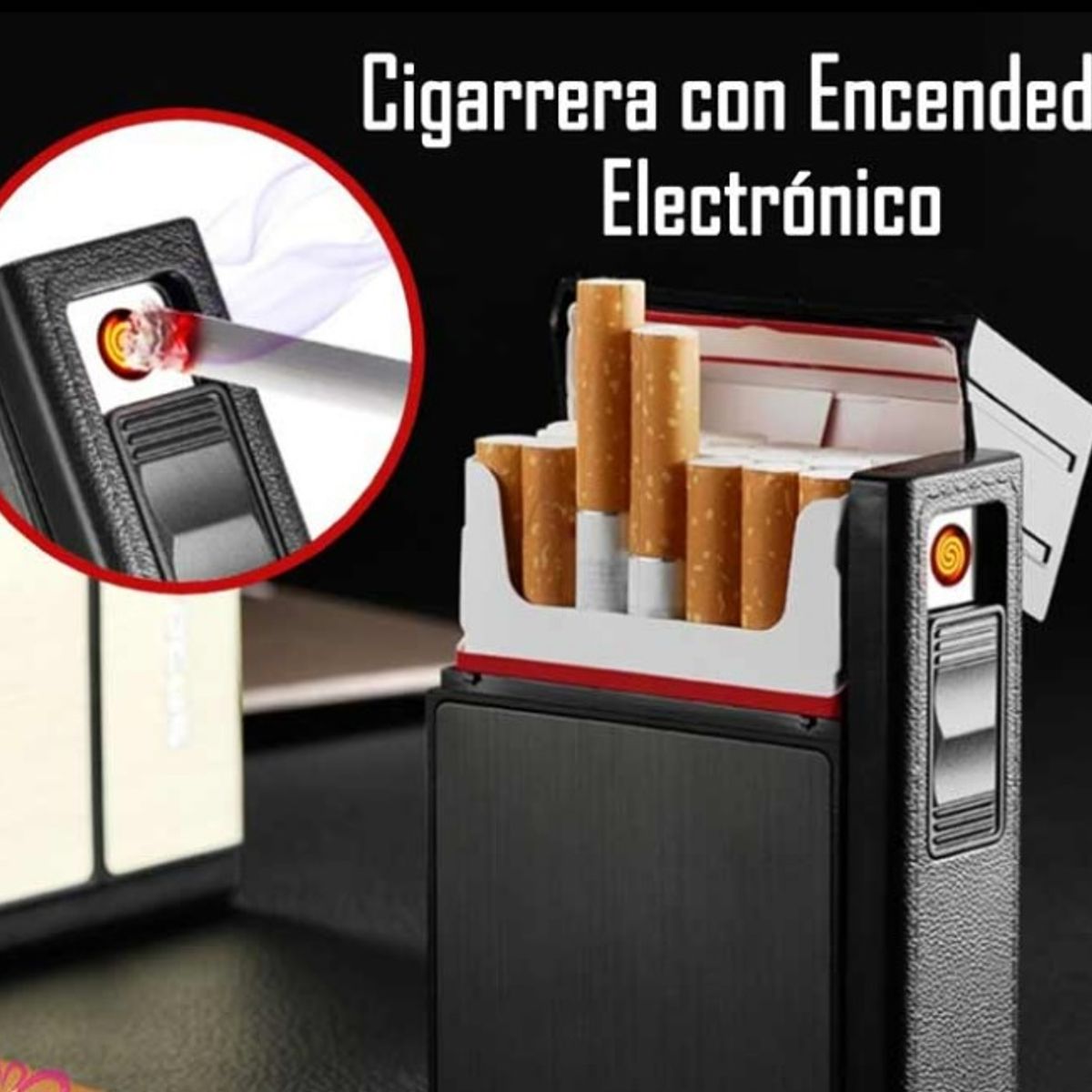 GENERICO - Encendedor Electrónico Recargable Porta cigarrera Carga USB