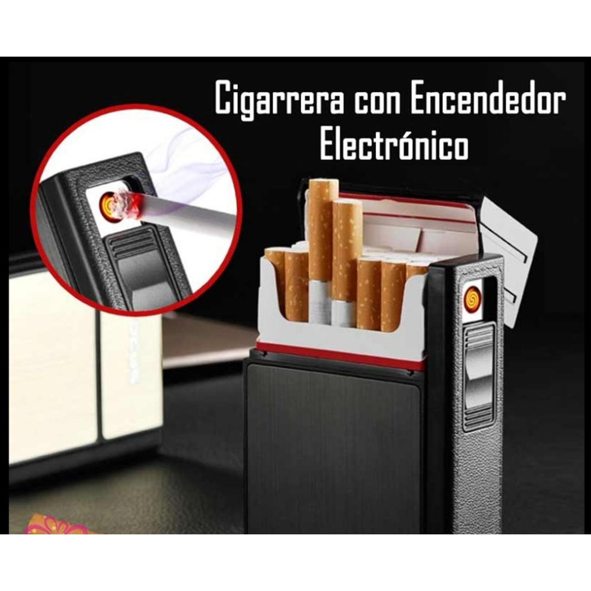 GENERICO - Encendedor Electrónico Recargable Porta cigarrera Carga USB