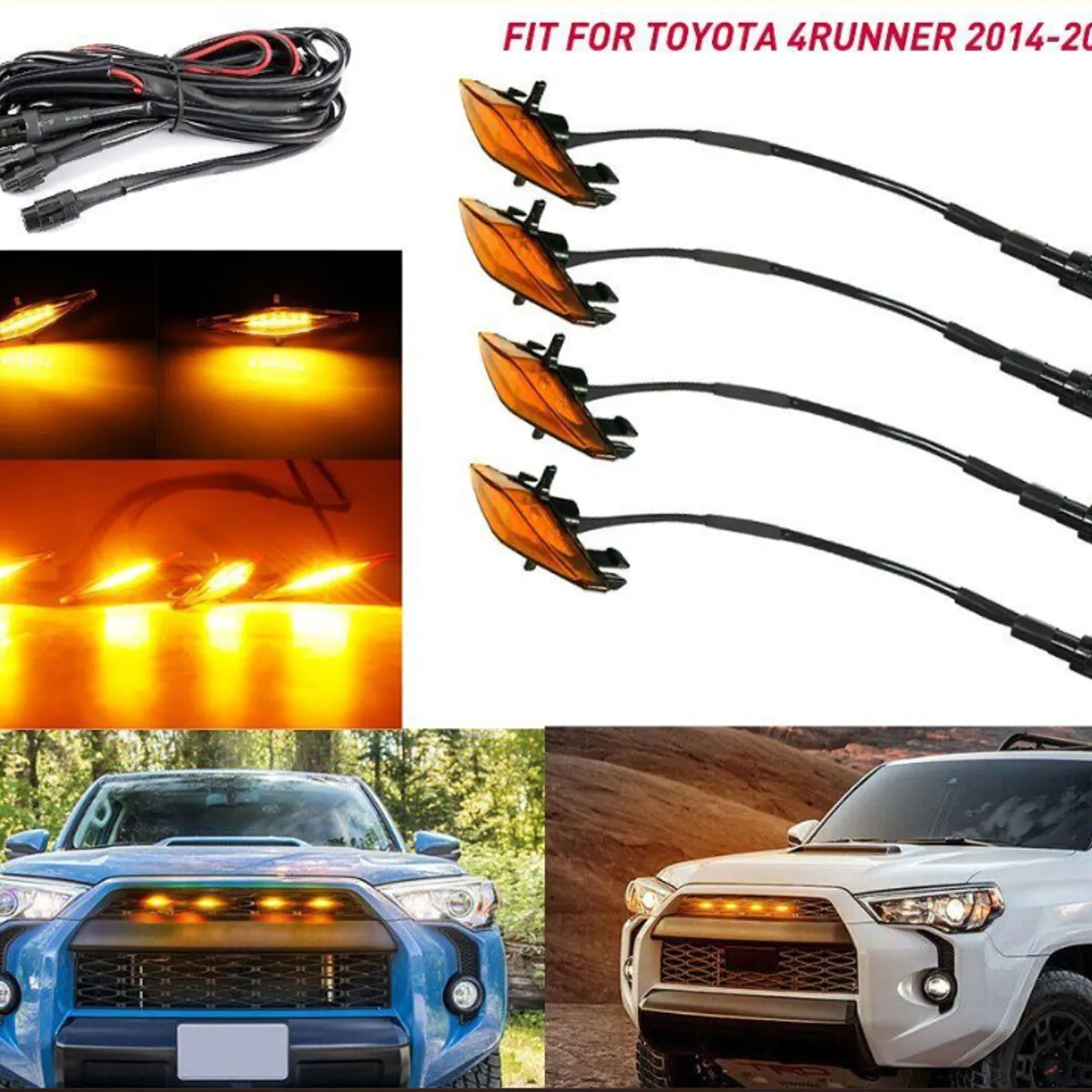 GENERICO - Luces LED Mascara Auto de Rejilla Ambar 4 PCs CARRO