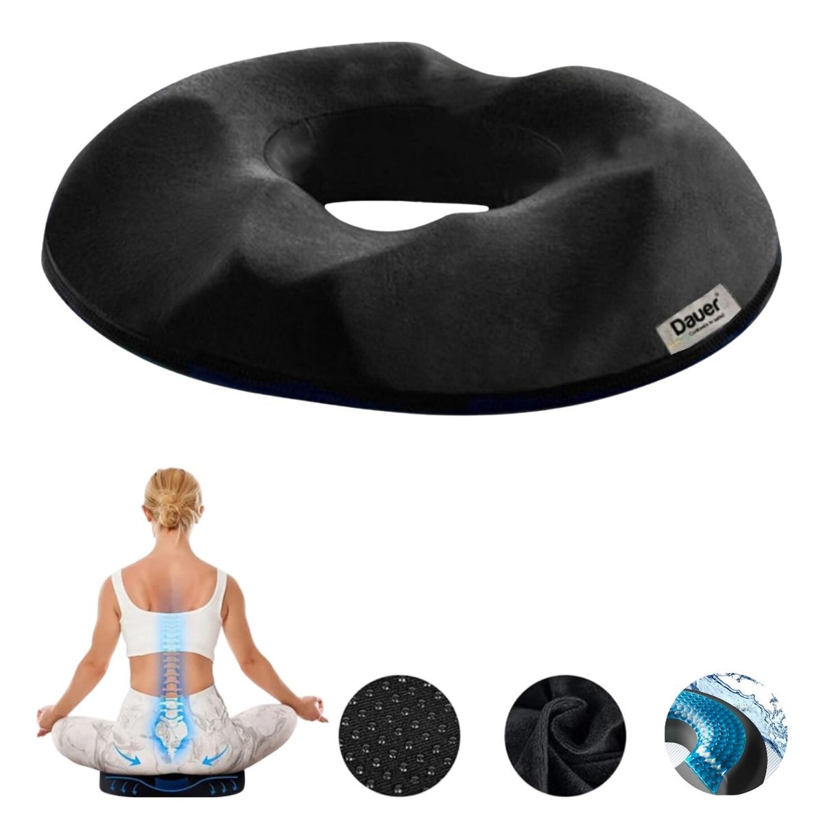 DAUER - Cojín Dona Gel Tech + Bambu para Coxis