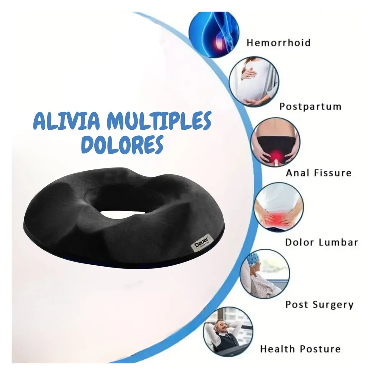 DAUER - Cojín Dona Gel Tech + Bambu para Coxis