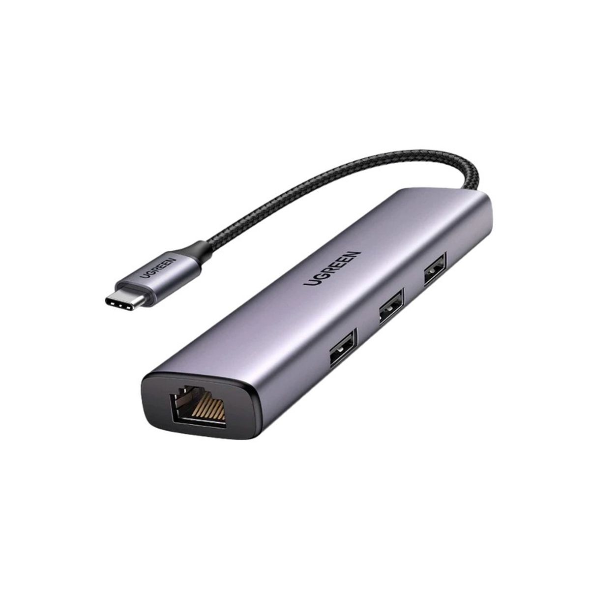 UGREEN - HUB USB TIPO C CON 3 PUERTOS USB 3.0 +1 PUERTO RJ45 GIGABIT