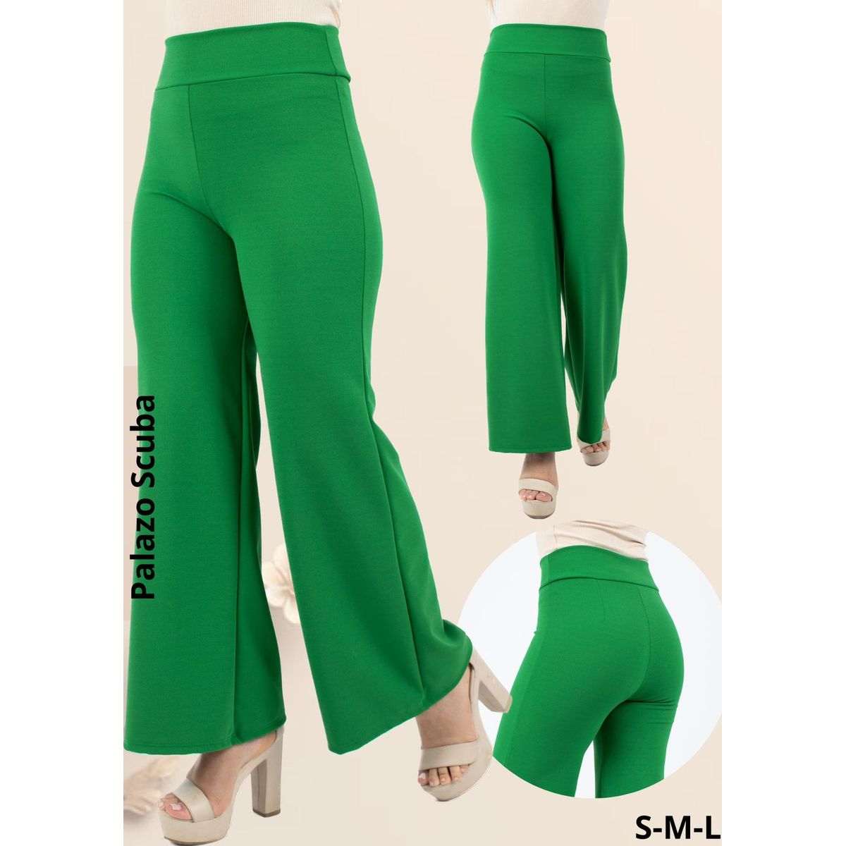 GENERICO - PANTALÓN  PALAZO DE DAMA SCUBA LICRADO