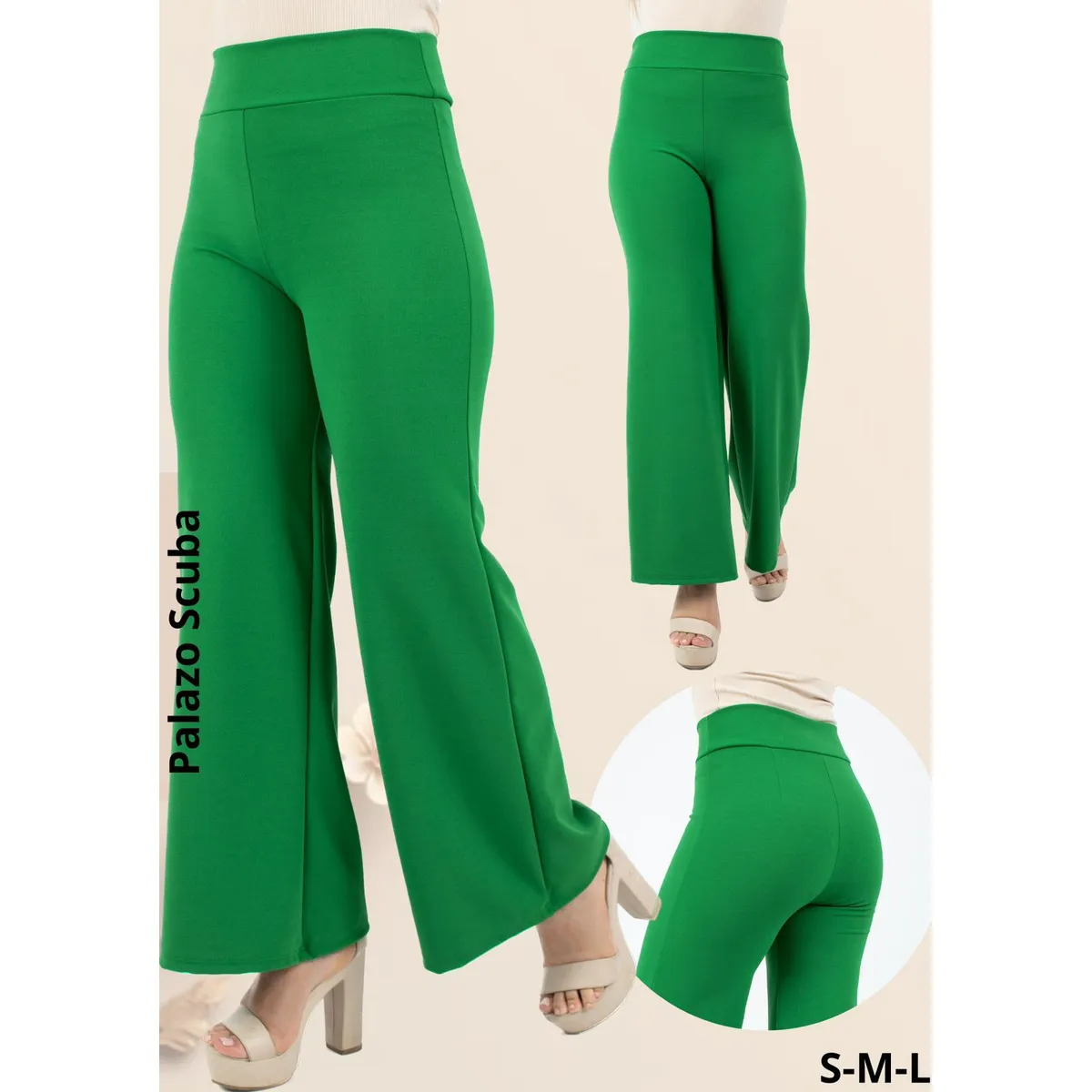 GENERICO - PANTALÓN  PALAZO DE DAMA SCUBA LICRADO