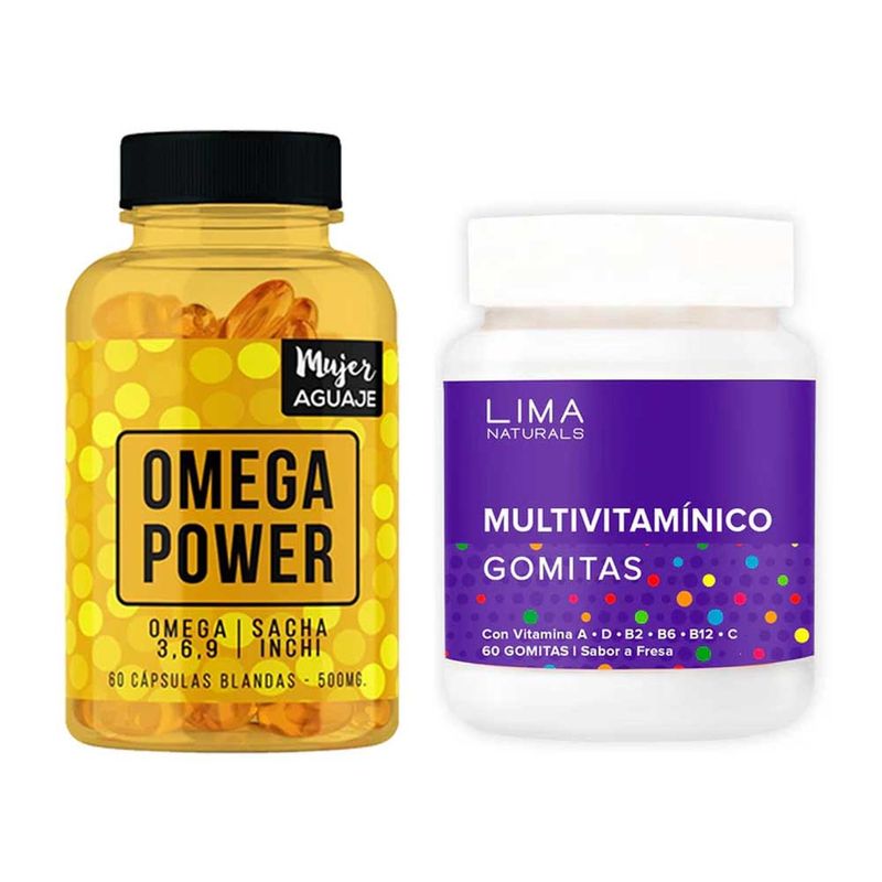 MUJER AGUAJE - Omega Power + Gomitas Adulto Multivitamínico Adulto