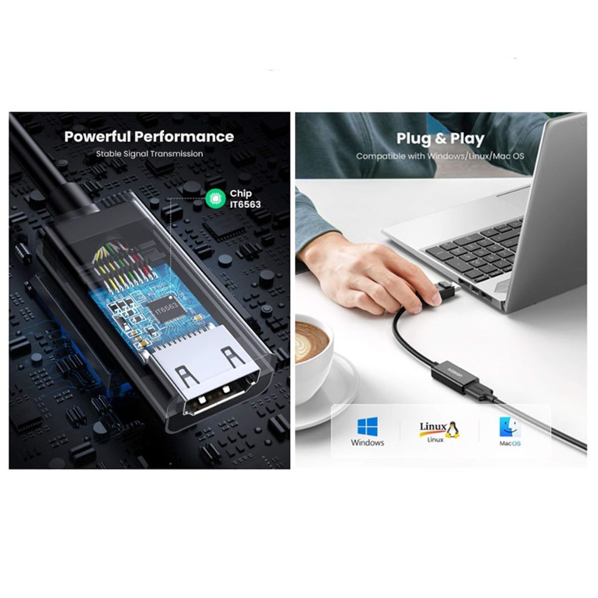 UGREEN - Adaptador de DisplayPort macho a HDMI hembra 4K Ugreen 40363