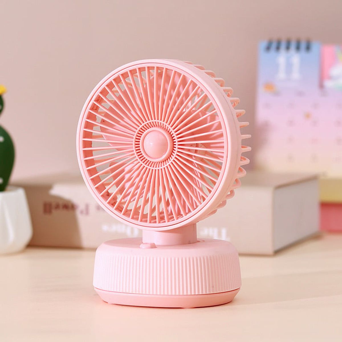 GENERICO - Mini Ventilador de Escritorio Inalámbrico Portátil - Rosado