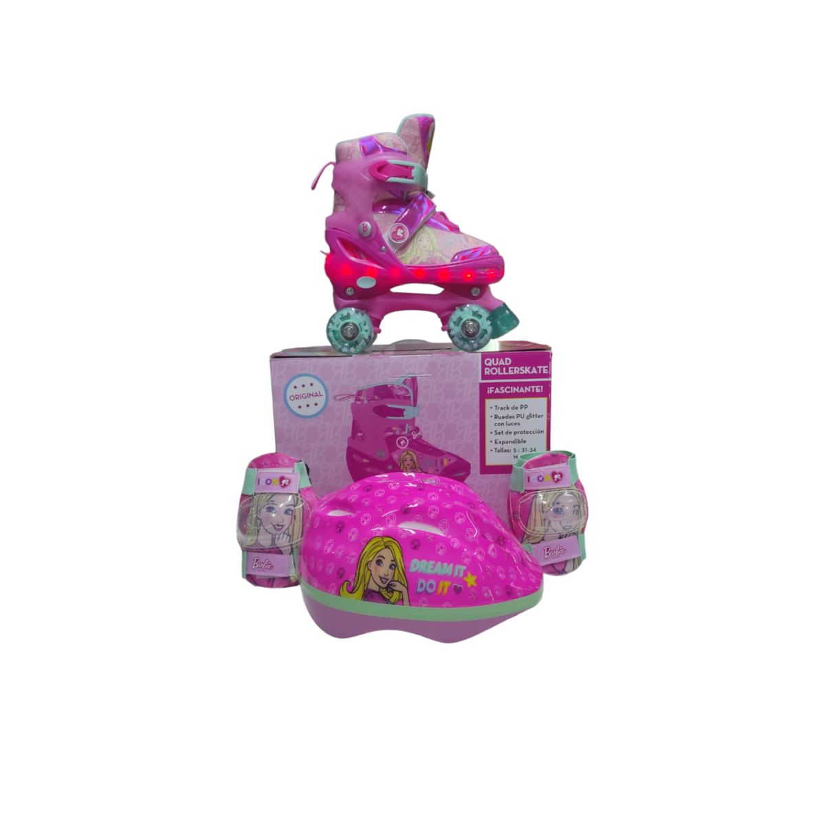 BARBIE - PATIN 4 RUEDAS BARBIE TALLA S SECUENCIA DE LUCES