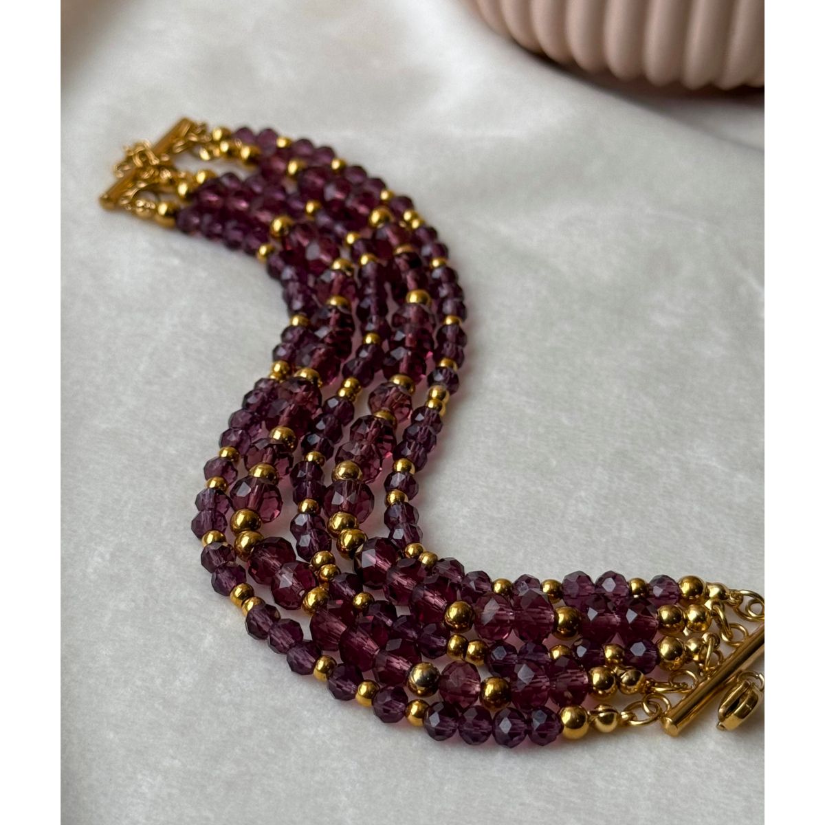 GENERICO - BRAZALETE PULSERA DE PIEDRAS COLOR AMATISTA PARA MUJER