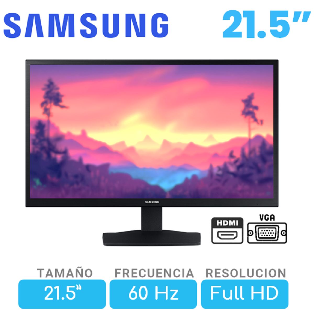 SAMSUNG - Monitor samsung 21,5 Pulgadas Full HD, HDMI y VGA, 60Hz LS22A336NHLXPE