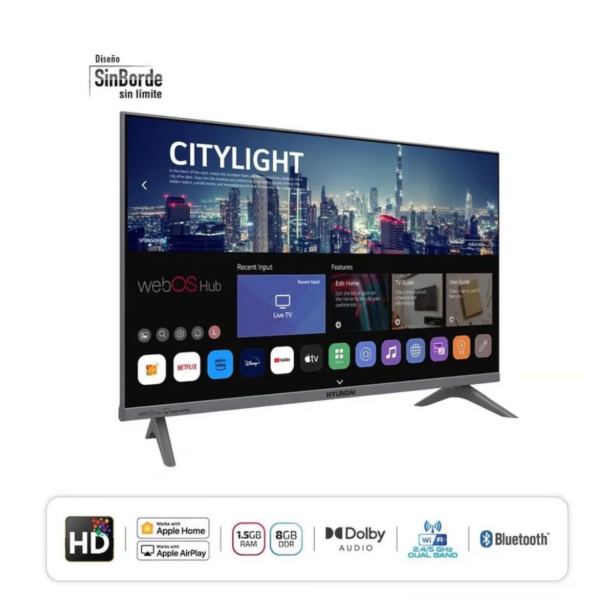 HYUNDAI - TELEVISOR HYUNDAI 32 SMART TV WEBOS HUB HD LED - HYLED3256WIM + RACK FIJO