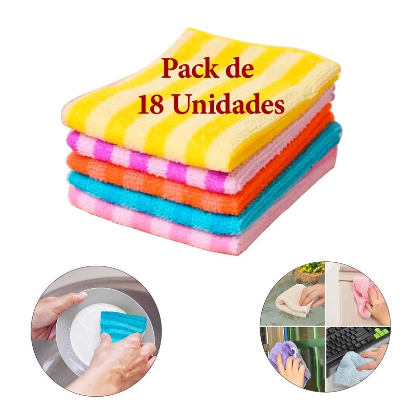 GENERICO - Pack 18 Toallas o Paños de Microfibra para Limpieza d Cocina