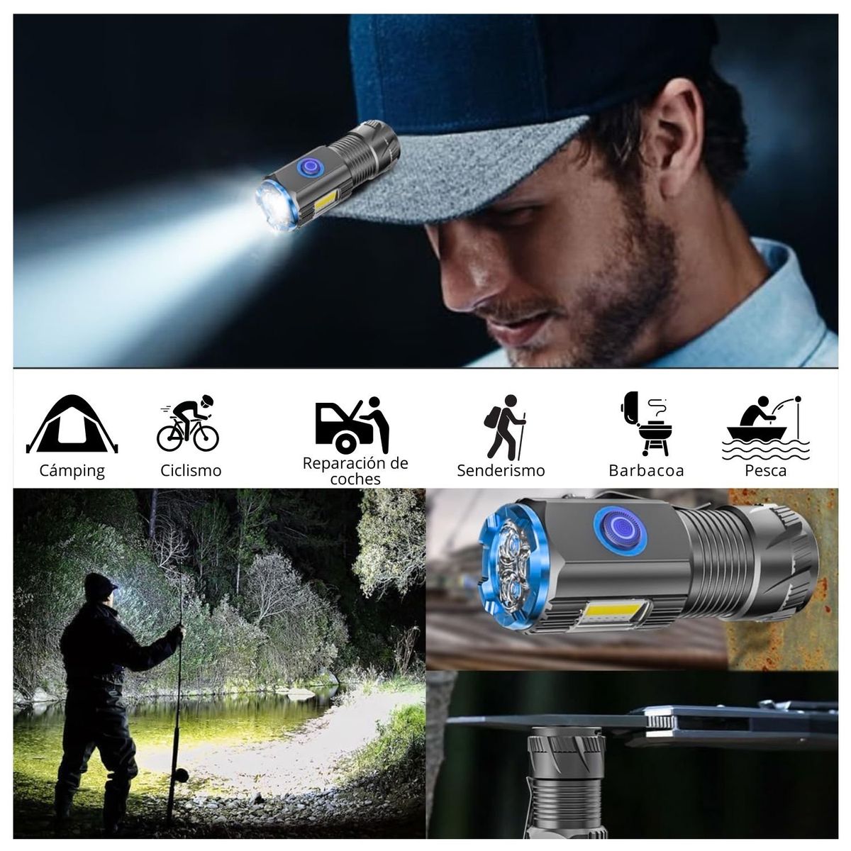 OEM - Mini linterna LED recargable Nano2000 ultra brillante con clip e imán