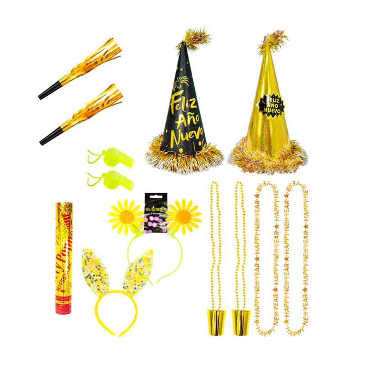 GENERICO - Cotillón Año Nuevo para 4 Adultos incl 13 pzas Mod C