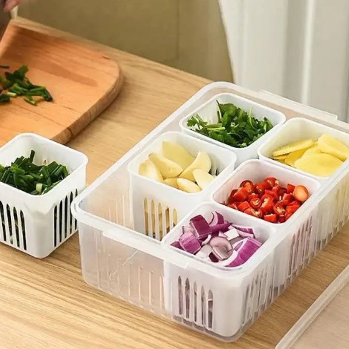 GENERICO - Organizador 6 divisiones Con Rendijas Para Escurrir