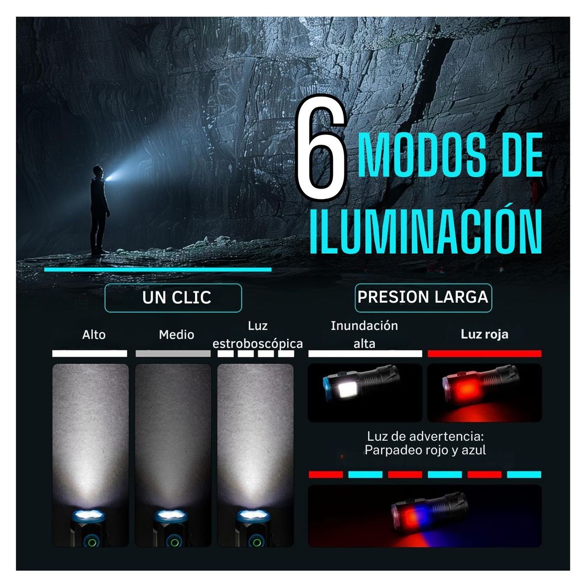 OEM - Linterna Táctica Impermeable Imantada Recargable