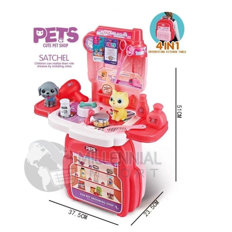 GENERICO - Mochila Maletín 4 en 1  Set de Veterinaria Pets para Niñas