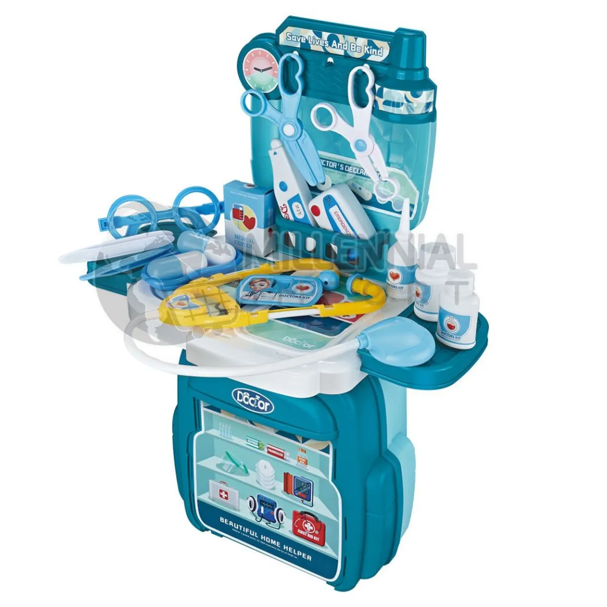 GENERICO - Mochila Maletín con Ruedas 4 en 1 Set de Doctor para Niños