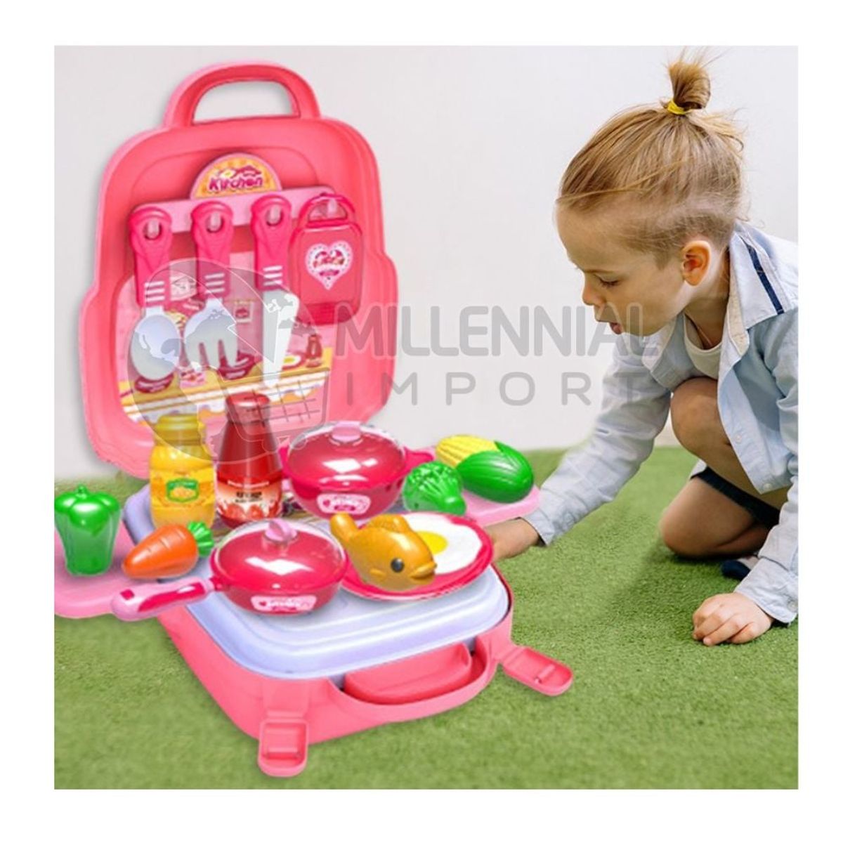 GENERICO - Set de Cocina Mochila Maletín 4 en 1 Juguete para Niñas