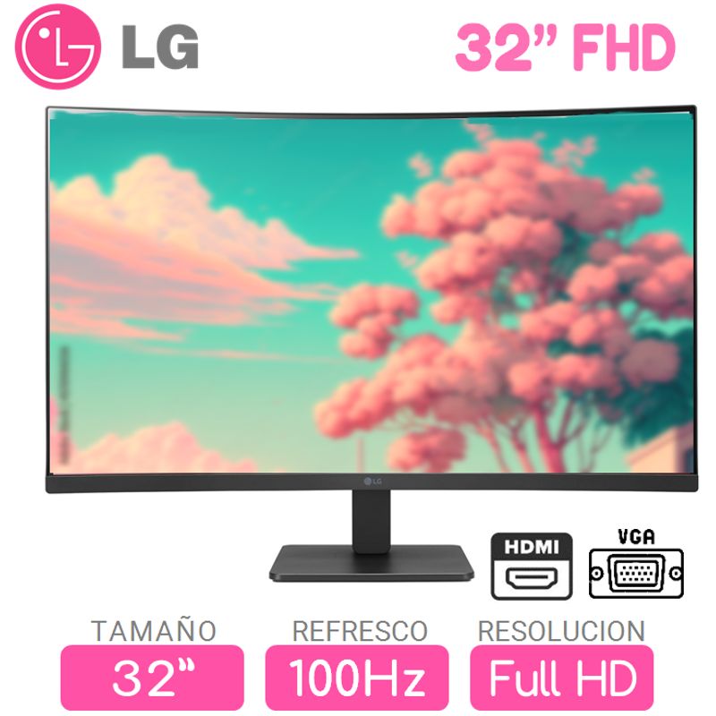 LG - Monitor Curvo LG 32 Pulgadas Full HD, VGA y HDMI, 100Hz, 32MR50C