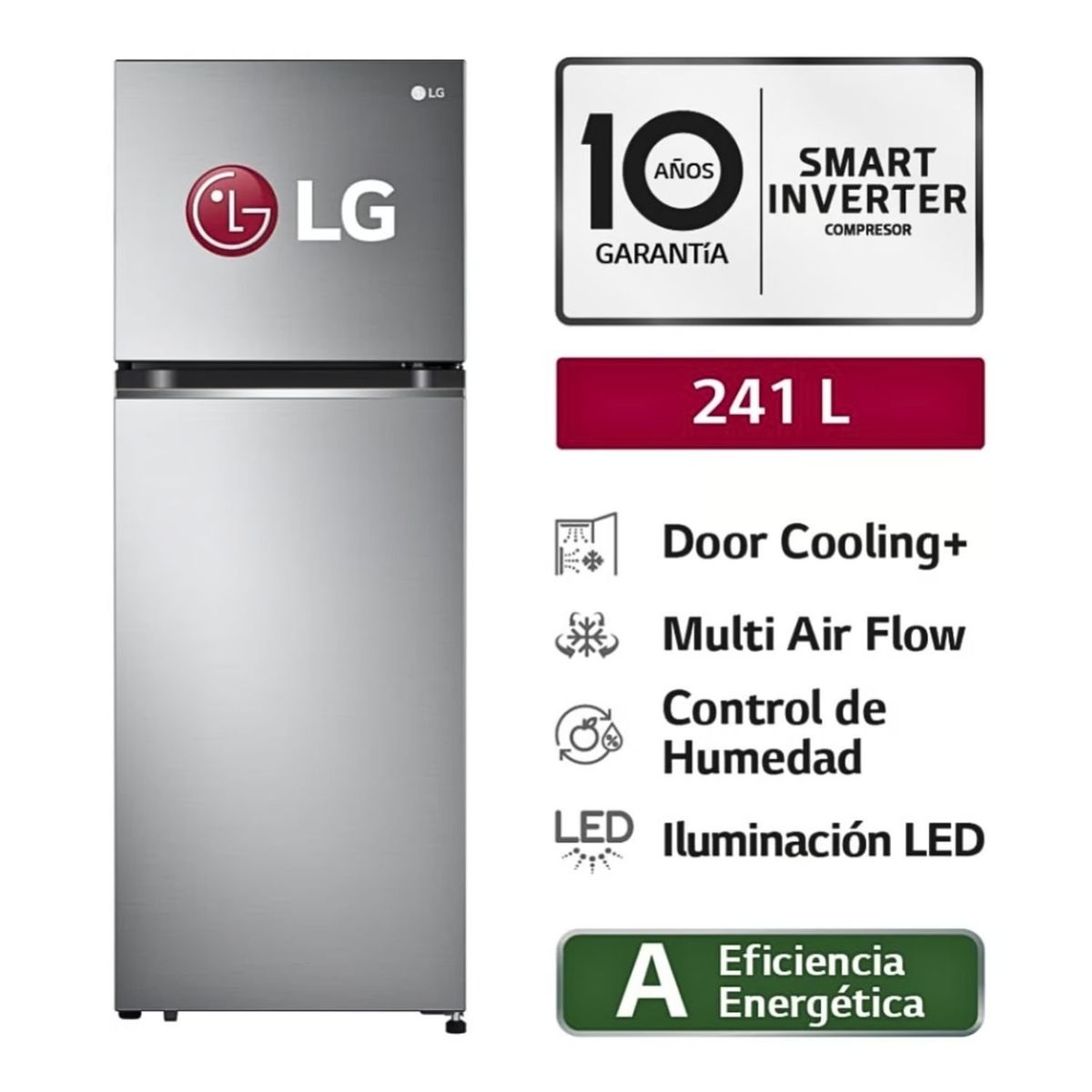 LG - Refrigeradora LG 264 Lts. Top Freezer con Door Cooling GT26BPP