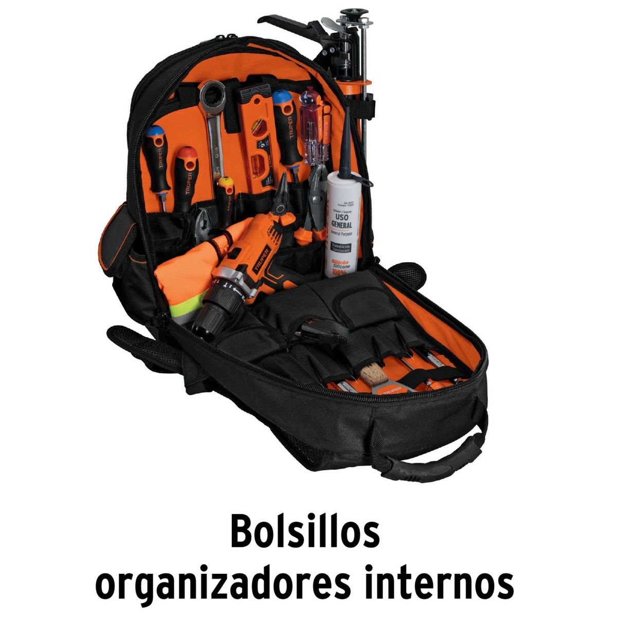 TRUPER - Mochila portaherramientas con 57 compartimientos, Truper