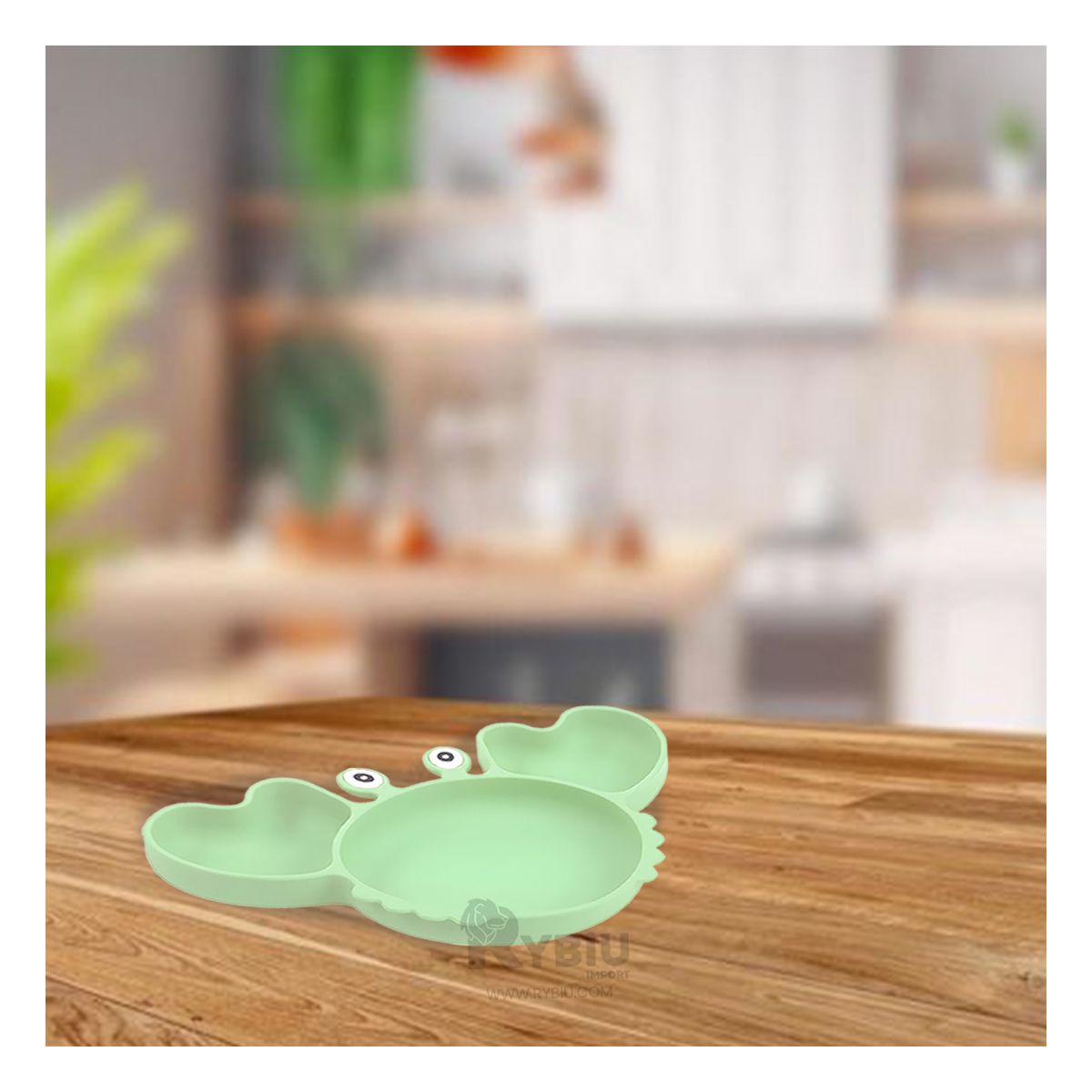 RYBIU IMPORT - Tazon Infantil de Cangrejo en Verde Y+Envoltorio de Regalo