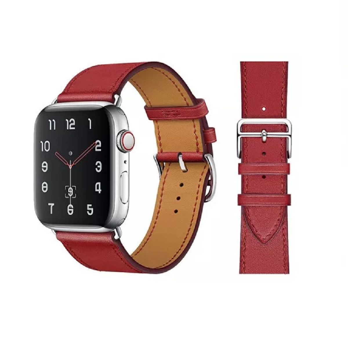 GENERICO - Correa Para Applewatch Y Watch Cuero NCO 38-40-41mm Rojo