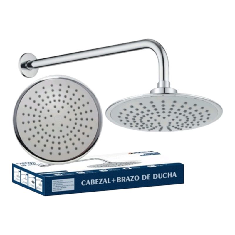GENERICO - Cabeza Ducha Española ABS 20cm con Brazo de 40cm Acero