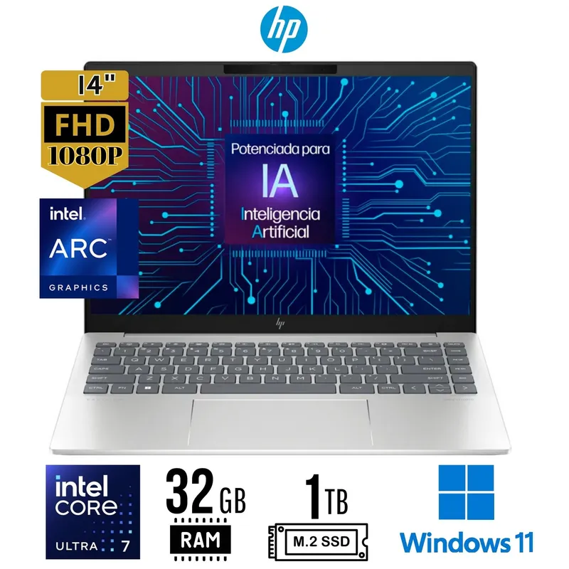 HP - LAPTOP HP Pavilion Plus 14-ew1002la, Core Ultra 7 155H 32GB 1TB SSD W11
